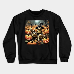 Halloween Toads Wearing Witches Hats In A Pumpkin Patch Crewneck Sweatshirt